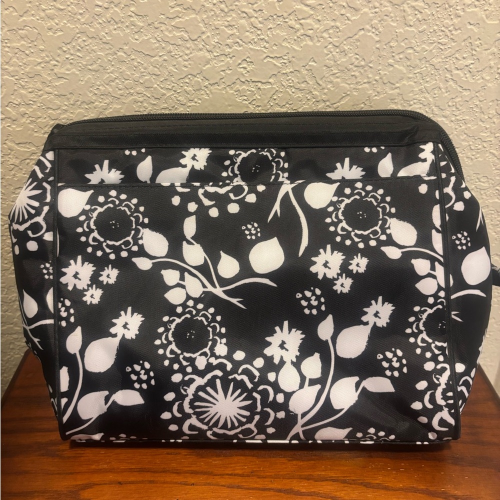Thirty-One Floral Black and White Cosmetic Bag